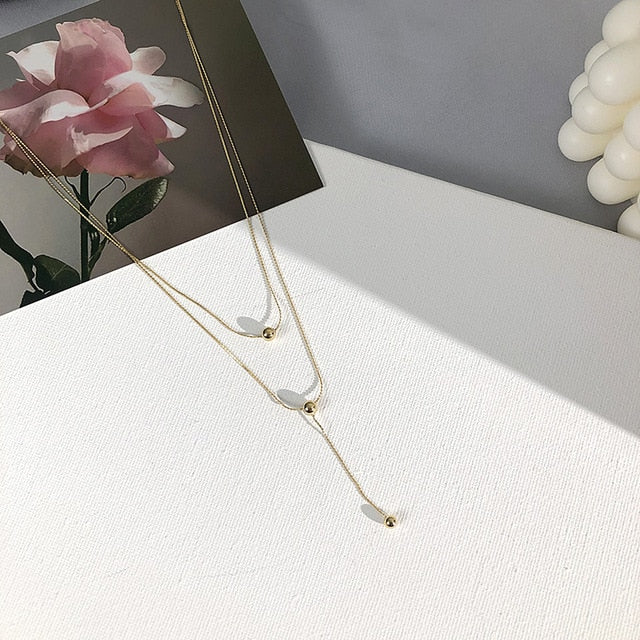 Kpop Fashion Pearl Choker Necklace Women Cute Girl Double Layer Chain Silver Gold Pendant Chokers Necklaces 2020 Jewelry Woman
