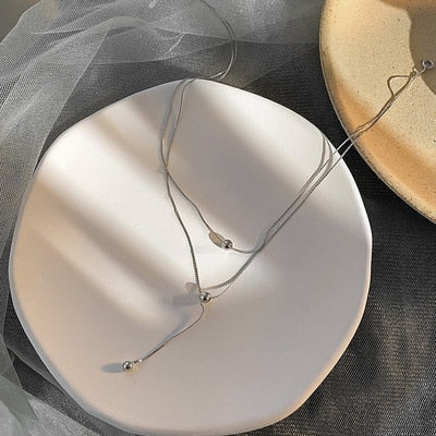 Kpop Fashion Pearl Choker Necklace Women Cute Girl Double Layer Chain Silver Gold Pendant Chokers Necklaces 2020 Jewelry Woman