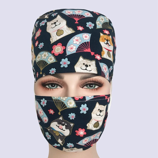 New Unisex pharmacy printing beauty men's surgery surgical hat practice nurse cap medical hospital doctor laboratory printing