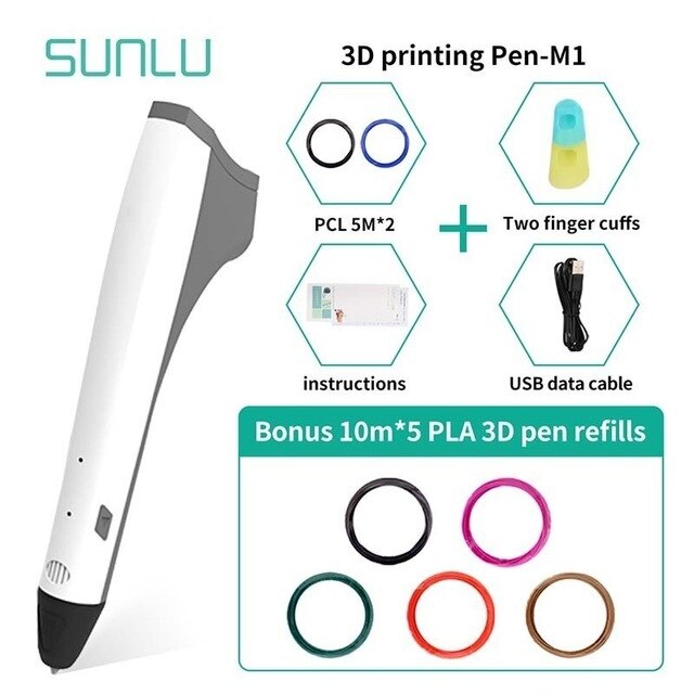 Best Seller 3D Printing Pen SUNLU 3D Pen Support PLA/PCL Filament Low Temperature Children Drawing Pens Best Gift For Kids