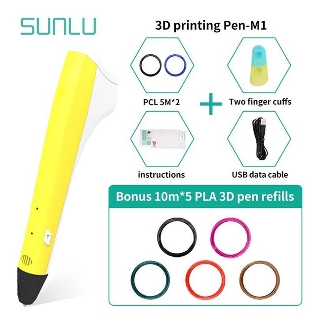 Best Seller 3D Printing Pen SUNLU 3D Pen Support PLA/PCL Filament Low Temperature Children Drawing Pens Best Gift For Kids