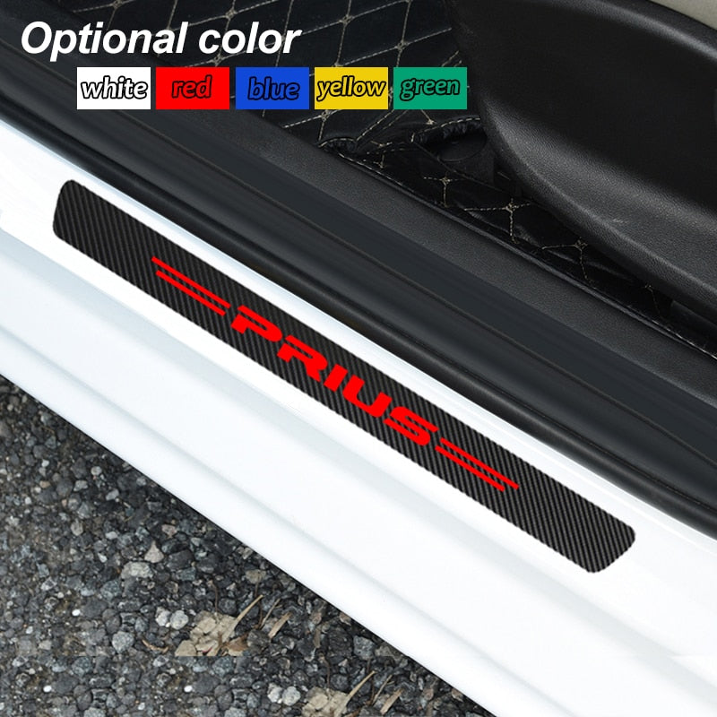 4pcs/set Car Door Sill waterproof Sticker Carbon Fiber Protective Sticker for Toyota Prius auris hilux Corolla Camry RAV4
