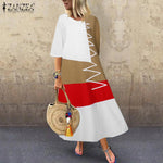 ZANZEA 2020 Fashion Printed Maxi Dress Womens Summer Sundress Vintage 3/4 Sleeve Long Vestidos Female Casual Party Robe Femme