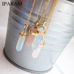 IPARAM Fashion Trend Crystals Necklace Bohemian Hexagon Opal Pendant Necklace Female Hexagon Crystal Necklace Gift 2020 NEW