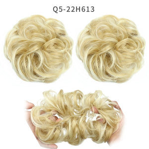 XINRAN Synthetic Bun Extensions Curly Messy Bun Hair Scrunchies Elegant Chignons Wedding Hair Piece for Women and Kids