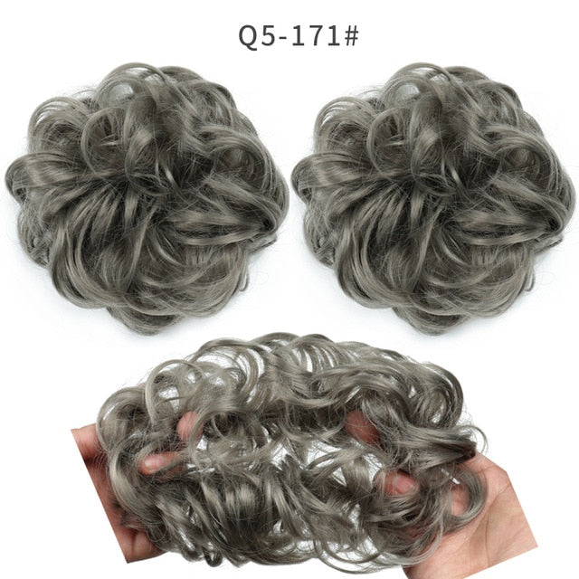 XINRAN Synthetic Bun Extensions Curly Messy Bun Hair Scrunchies Elegant Chignons Wedding Hair Piece for Women and Kids