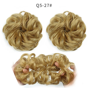 XINRAN Synthetic Bun Extensions Curly Messy Bun Hair Scrunchies Elegant Chignons Wedding Hair Piece for Women and Kids