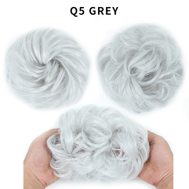 XINRAN Synthetic Bun Extensions Curly Messy Bun Hair Scrunchies Elegant Chignons Wedding Hair Piece for Women and Kids