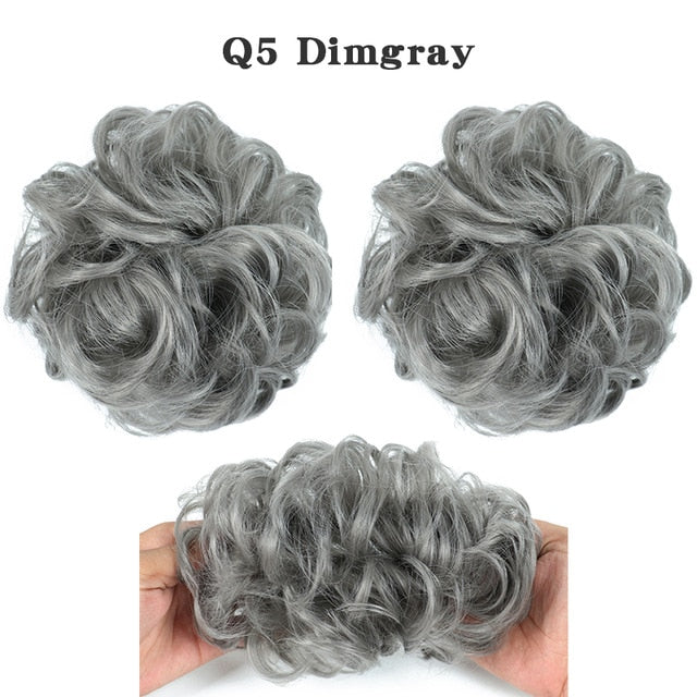 XINRAN Synthetic Bun Extensions Curly Messy Bun Hair Scrunchies Elegant Chignons Wedding Hair Piece for Women and Kids