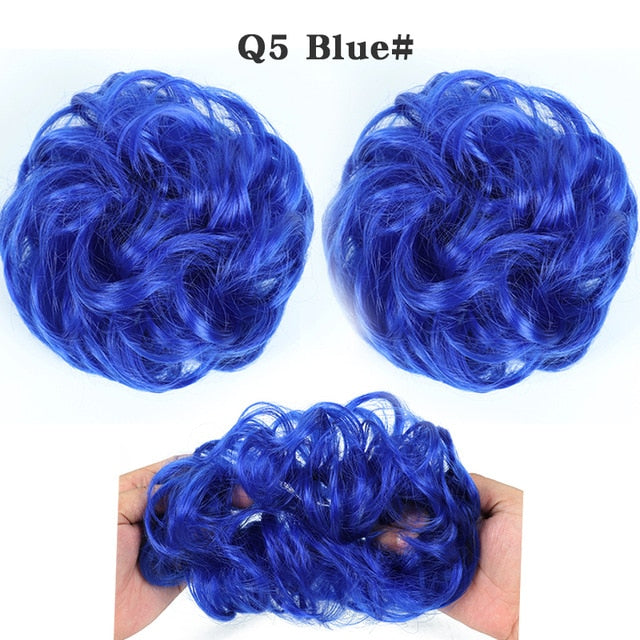 XINRAN Synthetic Bun Extensions Curly Messy Bun Hair Scrunchies Elegant Chignons Wedding Hair Piece for Women and Kids