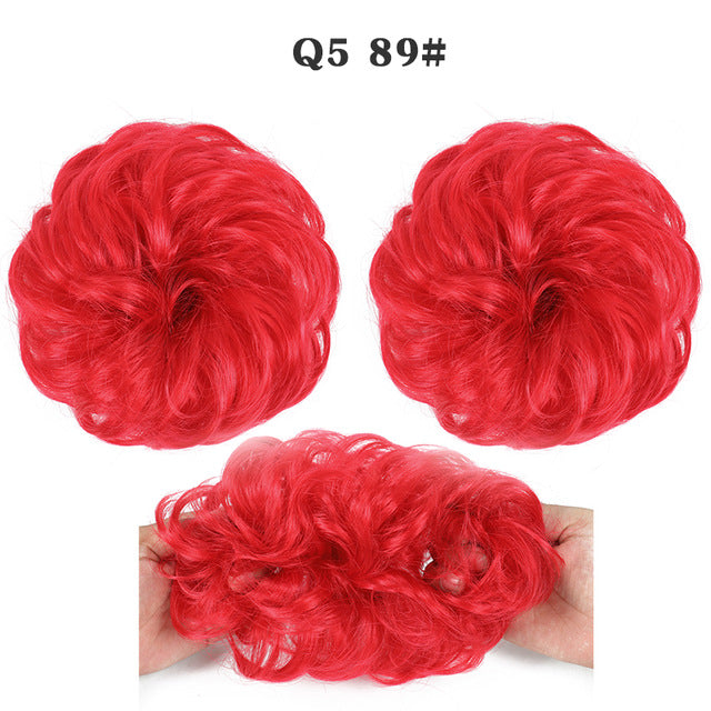 XINRAN Synthetic Bun Extensions Curly Messy Bun Hair Scrunchies Elegant Chignons Wedding Hair Piece for Women and Kids