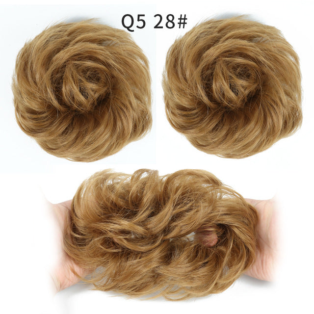 XINRAN Synthetic Bun Extensions Curly Messy Bun Hair Scrunchies Elegant Chignons Wedding Hair Piece for Women and Kids