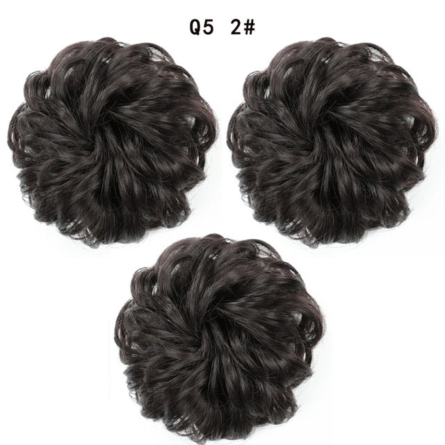 XINRAN Synthetic Bun Extensions Curly Messy Bun Hair Scrunchies Elegant Chignons Wedding Hair Piece for Women and Kids