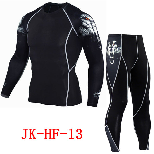 Newest 2Pcs/Set Men's Tracksuit Gym Fitness Compression Sports Suit Clothes Running Jogging Sport Wear Exercise Workout Tights