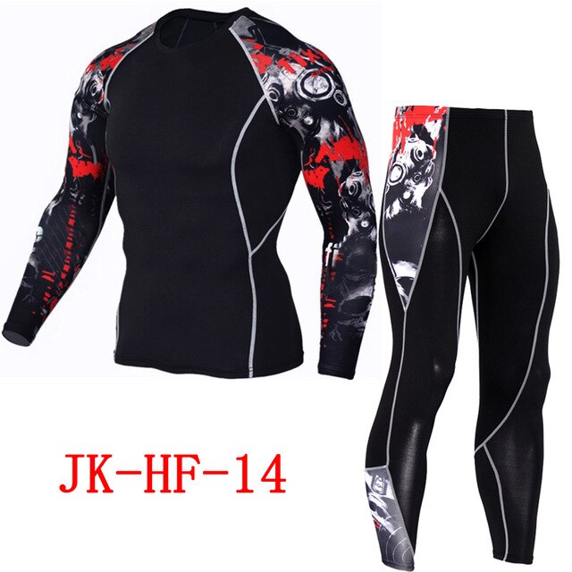 Newest 2Pcs/Set Men's Tracksuit Gym Fitness Compression Sports Suit Clothes Running Jogging Sport Wear Exercise Workout Tights