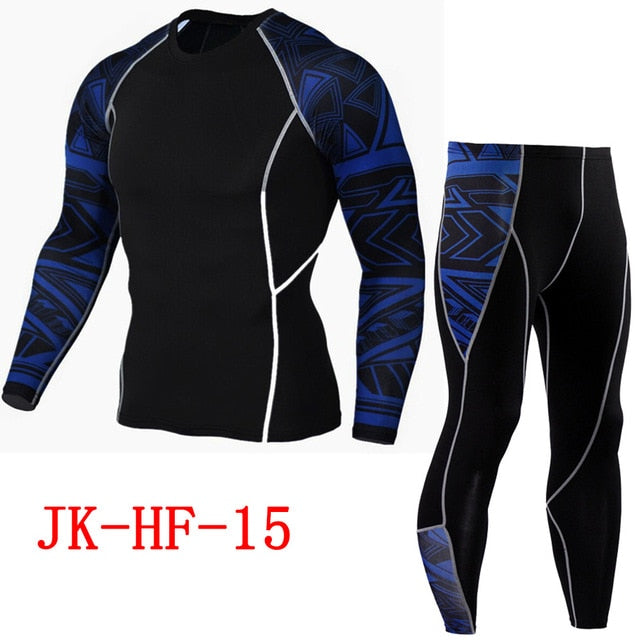 Newest 2Pcs/Set Men's Tracksuit Gym Fitness Compression Sports Suit Clothes Running Jogging Sport Wear Exercise Workout Tights