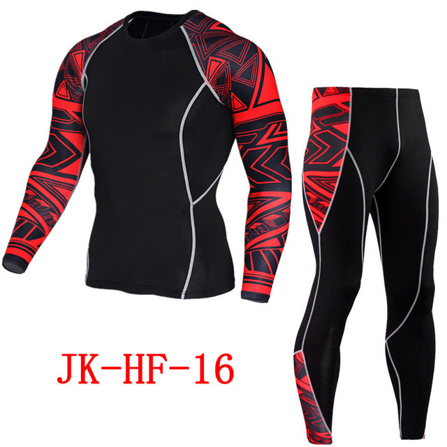Newest 2Pcs/Set Men's Tracksuit Gym Fitness Compression Sports Suit Clothes Running Jogging Sport Wear Exercise Workout Tights