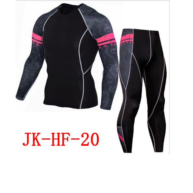 Newest 2Pcs/Set Men's Tracksuit Gym Fitness Compression Sports Suit Clothes Running Jogging Sport Wear Exercise Workout Tights