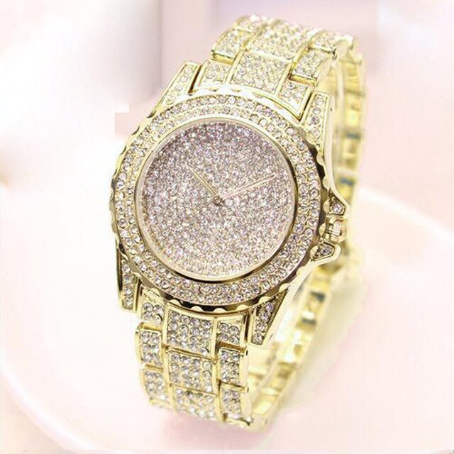 Women Ladies Luxury Bling Diamonds Crystal Strap Watch Fashion Stainless Steel Quartz Wrist Watches Women Vogue Watches #40
