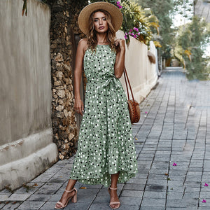 Long Summer Polka-Dot Dress Beach Dresses Bow Strapless Casual White Midi Sundress 2020 Red Summer Vacation Clothes For Women