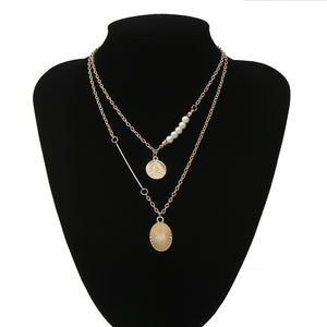 IngeSight.Z Punk Multi Layered Pearl Choker Necklace Collar Statement Virgin Mary Coin Crystal Pendant Necklace Women Jewelry