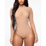 2020 Mesh Bodysuit Romper Bodycon Jumpsuit Turtleneck Skinny Body suit Transparent New Women Sexy Body Clothing Sunsuit Jumpsuit