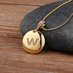 Top Quality Women Girls Initial Letter Necklace Gold 26 Letters Charm Necklaces Pendants Copper CZ Jewelry Personalized Necklace