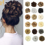 XINRAN Synthetic Bun Extensions Curly Messy Bun Hair Scrunchies Elegant Chignons Wedding Hair Piece for Women and Kids