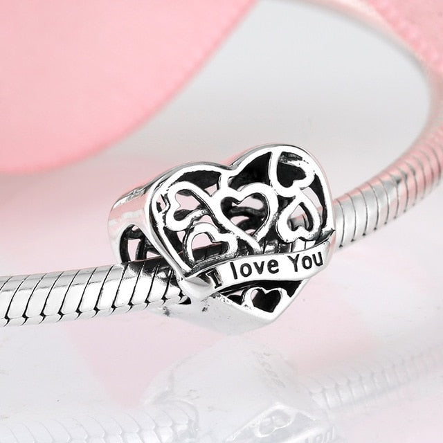 Fashion Flower Heart and Round Shape Charms Real 925 Sterling Silver Beads Fit Original Pandora Bracelet Bangles Jewelry making