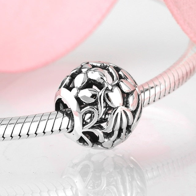 Fashion Flower Heart and Round Shape Charms Real 925 Sterling Silver Beads Fit Original Pandora Bracelet Bangles Jewelry making