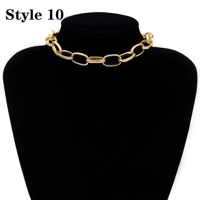 Punk Miami Cuban Choker Necklace Collar Statement Hip Hop Big Chunky Aluminum Gold Color Thick Chain Necklace Women Jewelry