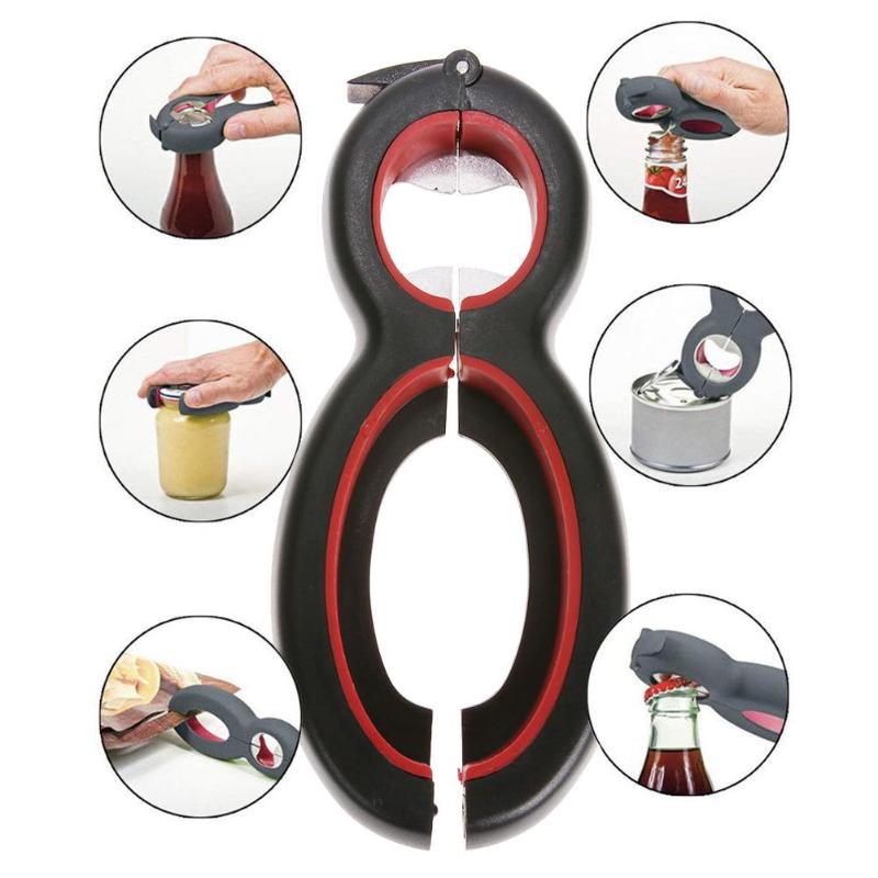 6 in 1 Can and Beer Bottle Opener, Jar Gripper, Twist Off, Jar Wine Opener, Claw