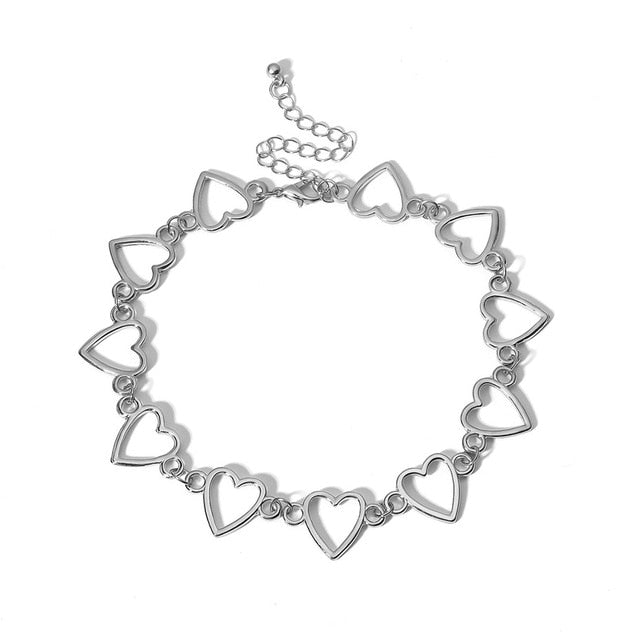 Ingemark Korean Sweet Love Heart Choker Necklace Statement Girlfriend Gift Cute Silver Color Necklace Jewelry Collier Femme 2020
