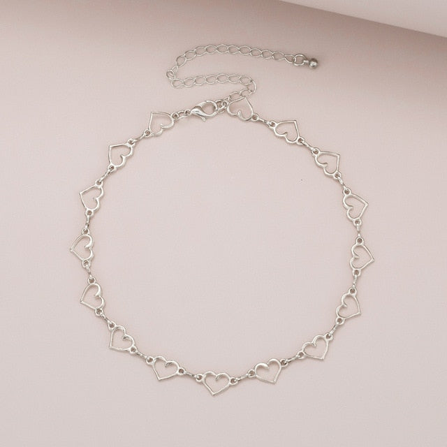 Ingemark Korean Sweet Love Heart Choker Necklace Statement Girlfriend Gift Cute Silver Color Necklace Jewelry Collier Femme 2020