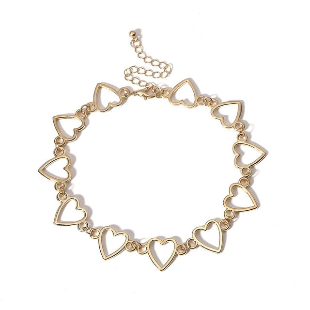 Ingemark Korean Sweet Love Heart Choker Necklace Statement Girlfriend Gift Cute Silver Color Necklace Jewelry Collier Femme 2020