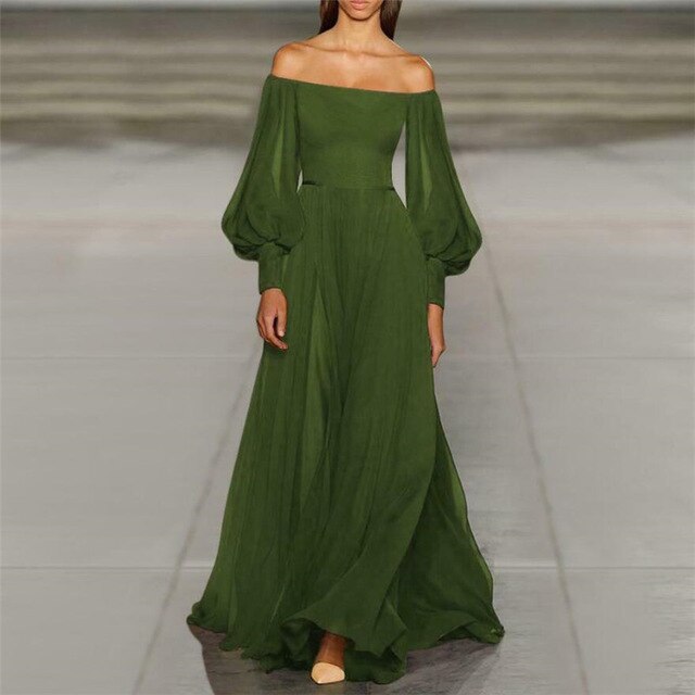 Sexy Women's Formal Maxi Long Dress Sexy Evening Party Boho Holiday Vintage Maxi Dress Long Lantern Sleeve Casual Long Dresses