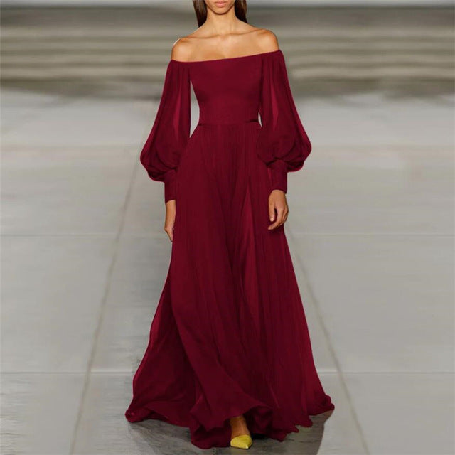 Sexy Women's Formal Maxi Long Dress Sexy Evening Party Boho Holiday Vintage Maxi Dress Long Lantern Sleeve Casual Long Dresses
