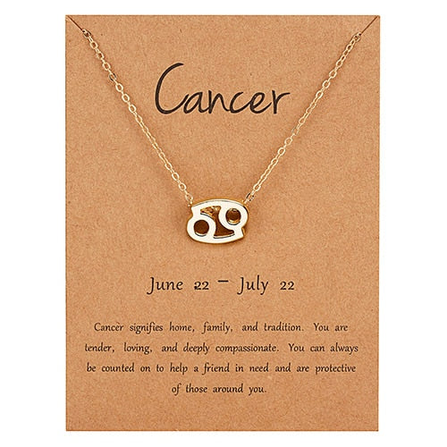Female Elegant Star Zodiac Sign 12 Constellation Necklaces Pendants Charm Gold Chain Choker Necklaces for Women Jewelry Dropship