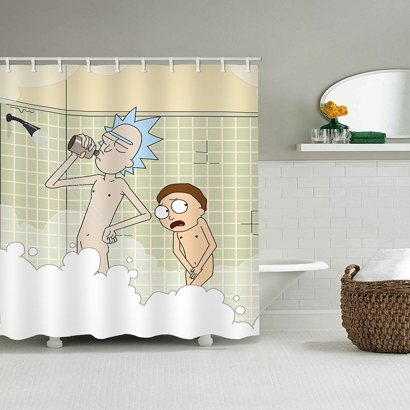 Cartoon Waterproof Shower Curtains Rick And Morty Naked Shower Curtain Bathroom Waterproof Polyester 3d Curtains For Bathroom