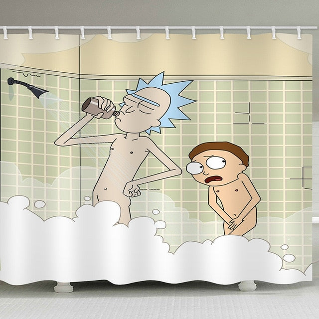 Cartoon Waterproof Shower Curtains Rick And Morty Naked Shower Curtain Bathroom Waterproof Polyester 3d Curtains For Bathroom
