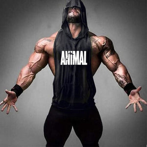 Brand Gym Clothing Fitness Men Cotton Tanktop with hooded Mens Bodybuilding Stringers Tank Tops workout Singlet Sleeveless Shirt
