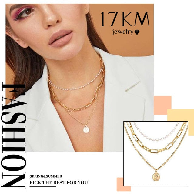 Elegant Flower Pearl Choker Necklaces For Women Gold Coin Bow Knot Pendant Necklace Long Chain Jewelry Party Gifts