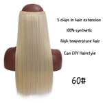 SHANGKE Hair 24'' Long Straight Women Clip in Hair Extensions Black Brown High Tempreture Synthetic Hair Piece