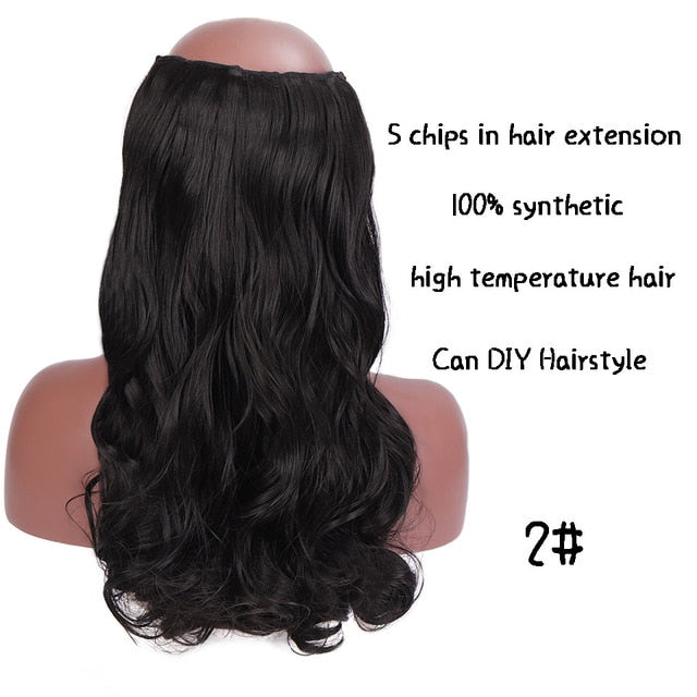 SHANGKE Hair 24'' Long Straight Women Clip in Hair Extensions Black Brown High Tempreture Synthetic Hair Piece
