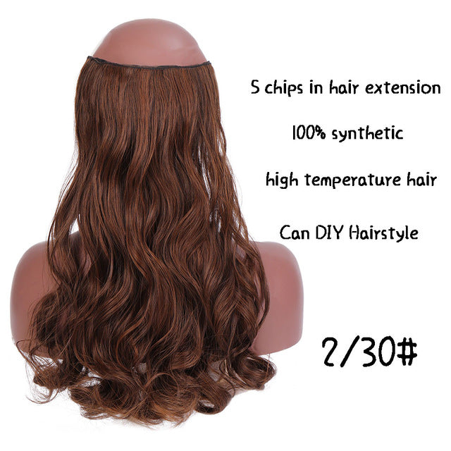 SHANGKE Hair 24'' Long Straight Women Clip in Hair Extensions Black Brown High Tempreture Synthetic Hair Piece