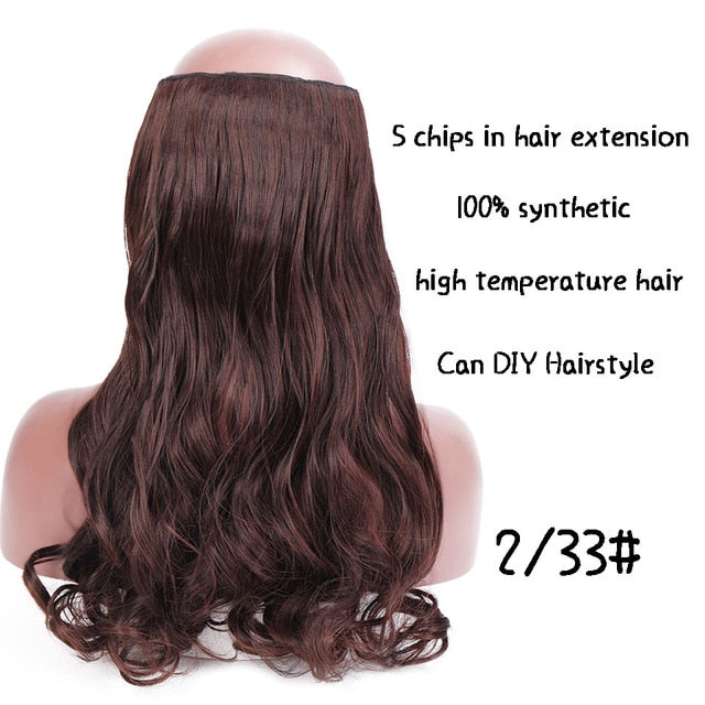 SHANGKE Hair 24'' Long Straight Women Clip in Hair Extensions Black Brown High Tempreture Synthetic Hair Piece