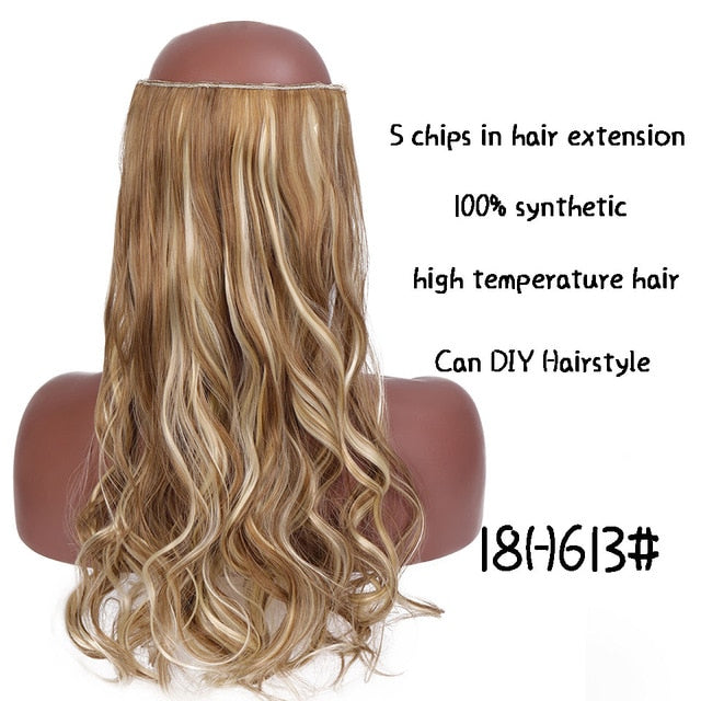 SHANGKE Hair 24'' Long Straight Women Clip in Hair Extensions Black Brown High Tempreture Synthetic Hair Piece