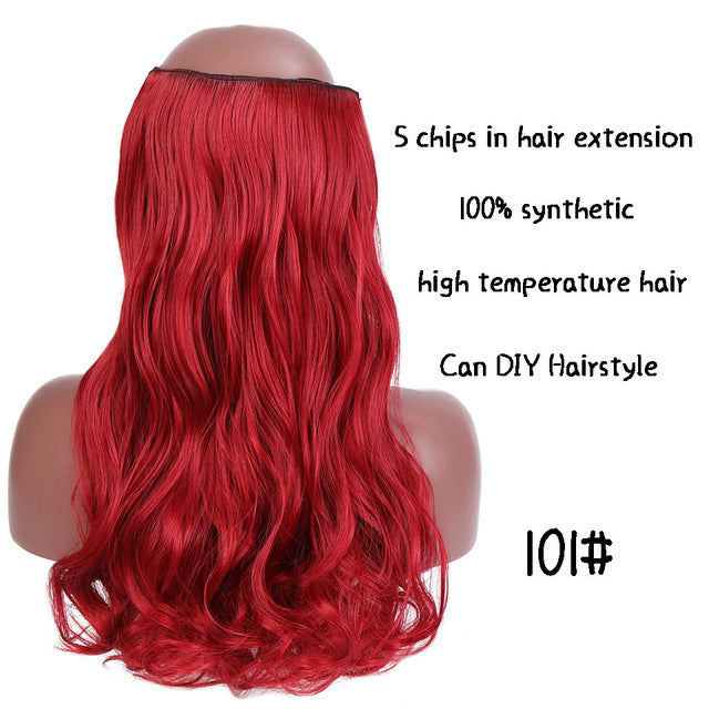 SHANGKE Hair 24'' Long Straight Women Clip in Hair Extensions Black Brown High Tempreture Synthetic Hair Piece
