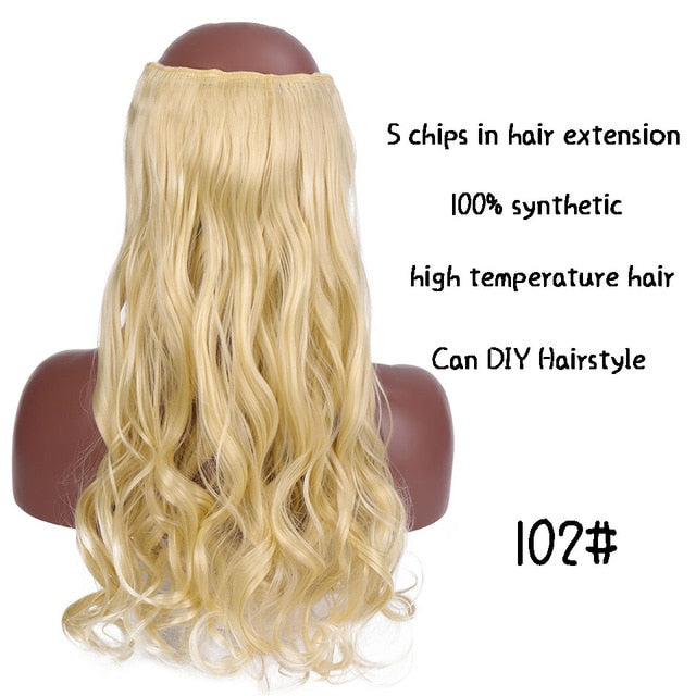 SHANGKE Hair 24'' Long Straight Women Clip in Hair Extensions Black Brown High Tempreture Synthetic Hair Piece