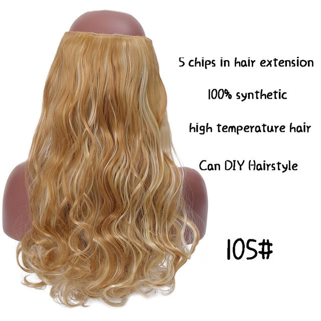 SHANGKE Hair 24'' Long Straight Women Clip in Hair Extensions Black Brown High Tempreture Synthetic Hair Piece